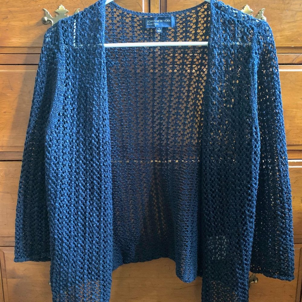 Jones New York Blue Knit Cardigan
